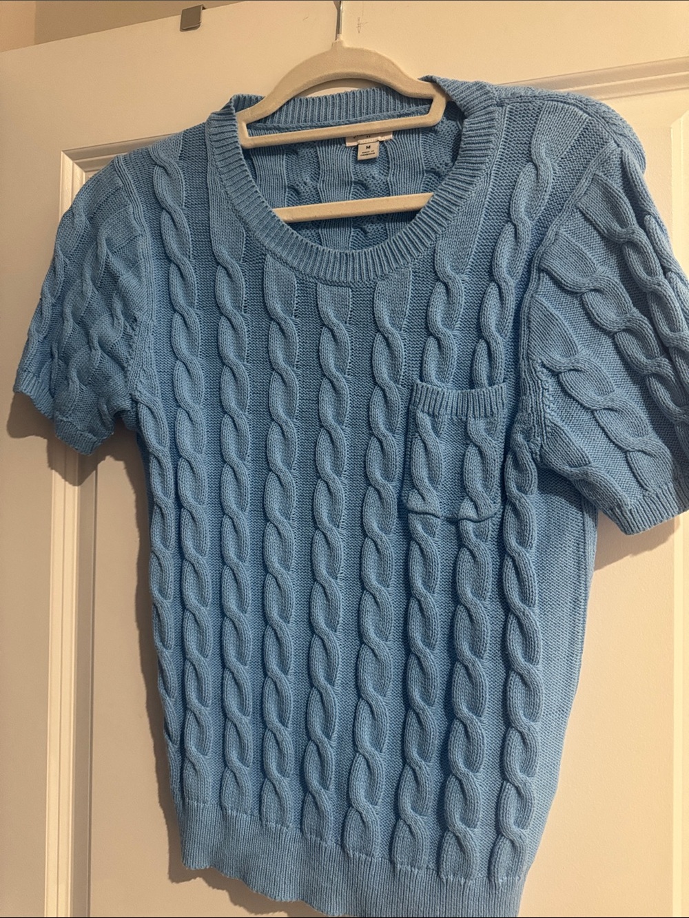 J. Crew Powder Blue Cable-Knit Short Sleeve Sweater
